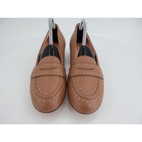 AGL Mocassin Penny Loafers Womens Size 39.5 9.5 Brown Micro Studs Slip On Shoes - Picture 3 of 13